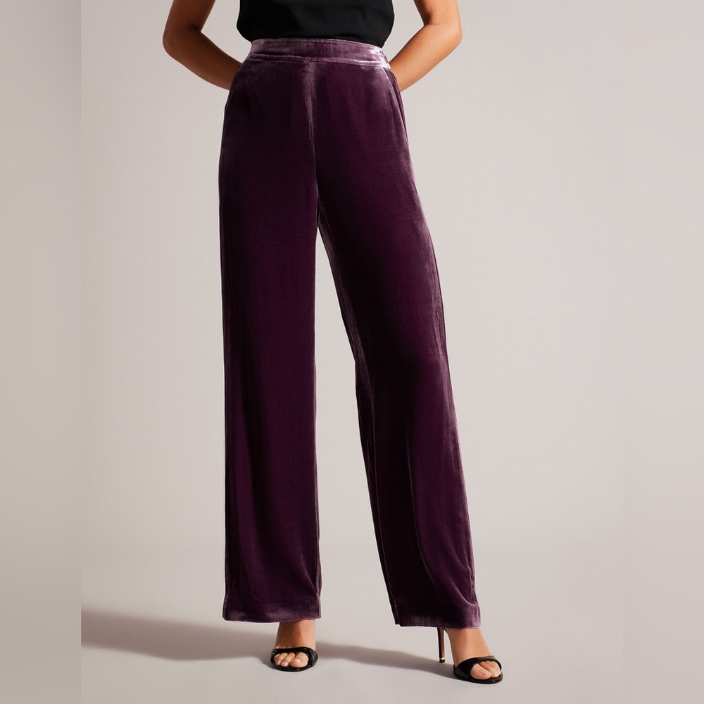 Ted Baker Tansyat Velvet Blend Wide Leg Trousers